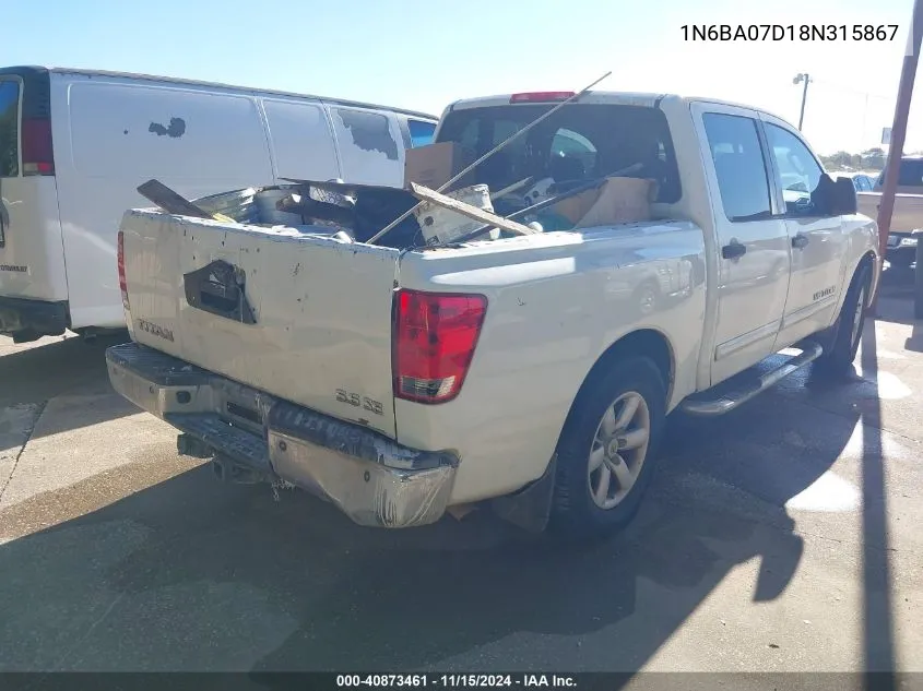 1N6BA07D18N315867 2008 Nissan Titan Se