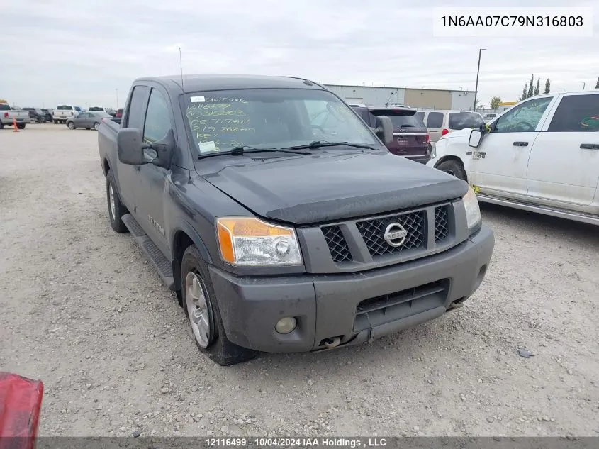 2009 Nissan Titan Xe/Se/Le/Pro-4X VIN: 1N6AA07C79N316803 Lot: 12116499