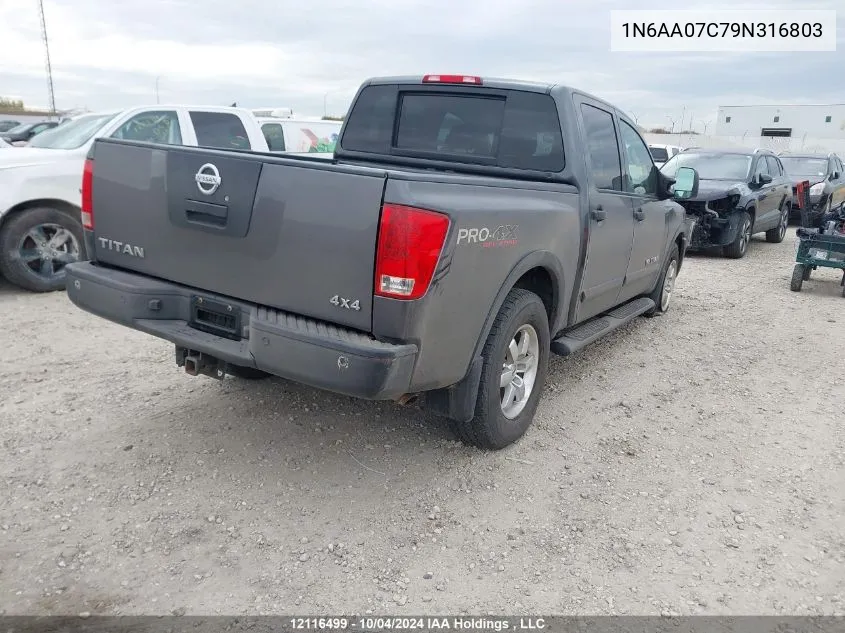 2009 Nissan Titan Xe/Se/Le/Pro-4X VIN: 1N6AA07C79N316803 Lot: 12116499