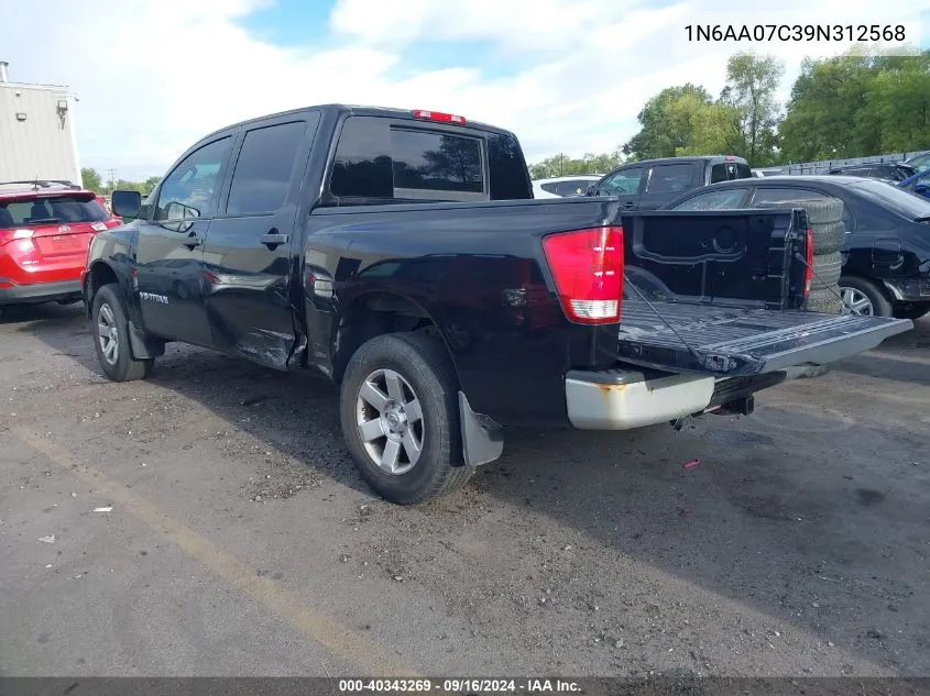 2009 Nissan Titan Xe VIN: 1N6AA07C39N312568 Lot: 40343269