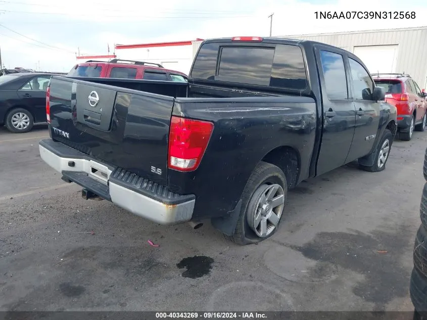 2009 Nissan Titan Xe VIN: 1N6AA07C39N312568 Lot: 40343269