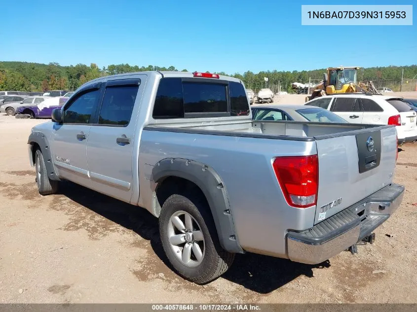 2009 Nissan Titan Se VIN: 1N6BA07D39N315953 Lot: 40578648