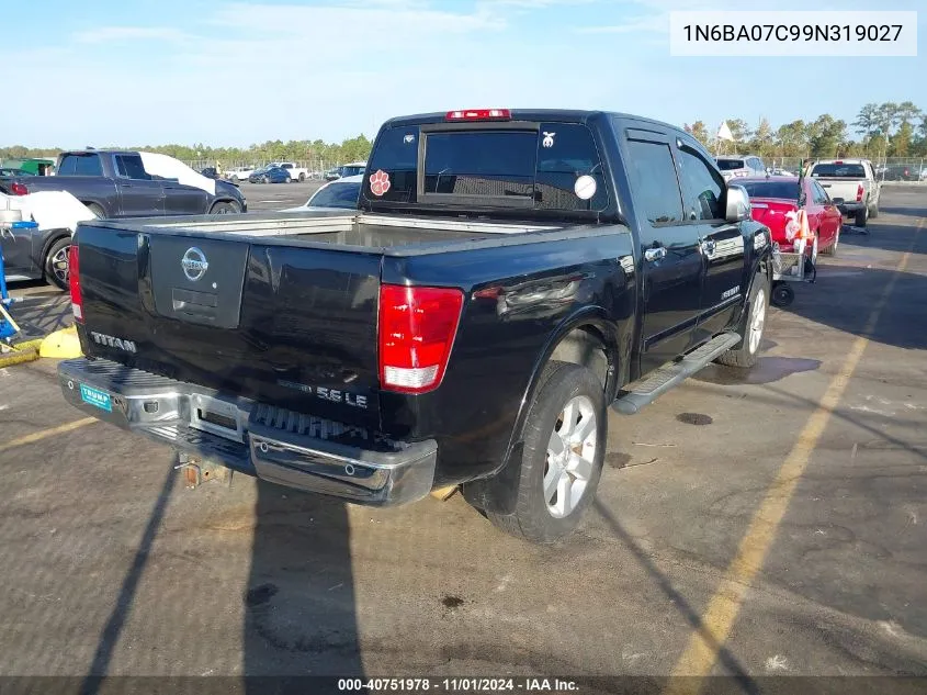 2009 Nissan Titan Le VIN: 1N6BA07C99N319027 Lot: 40751978