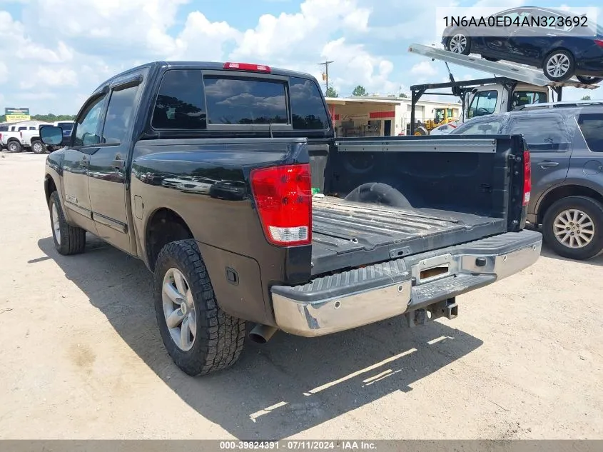 2010 Nissan Titan Se VIN: 1N6AA0ED4AN323692 Lot: 39824391