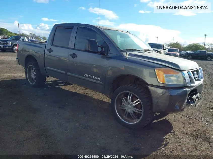 2010 Nissan Titan Se VIN: 1N6AA0ED4AN316824 Lot: 40235580