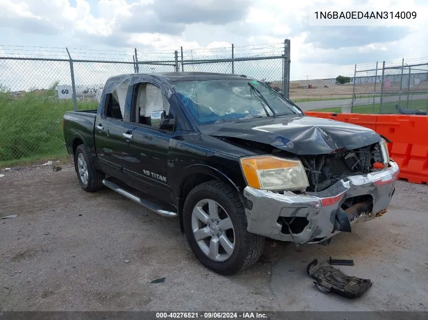 2010 Nissan Titan Le VIN: 1N6BA0ED4AN314009 Lot: 40276521