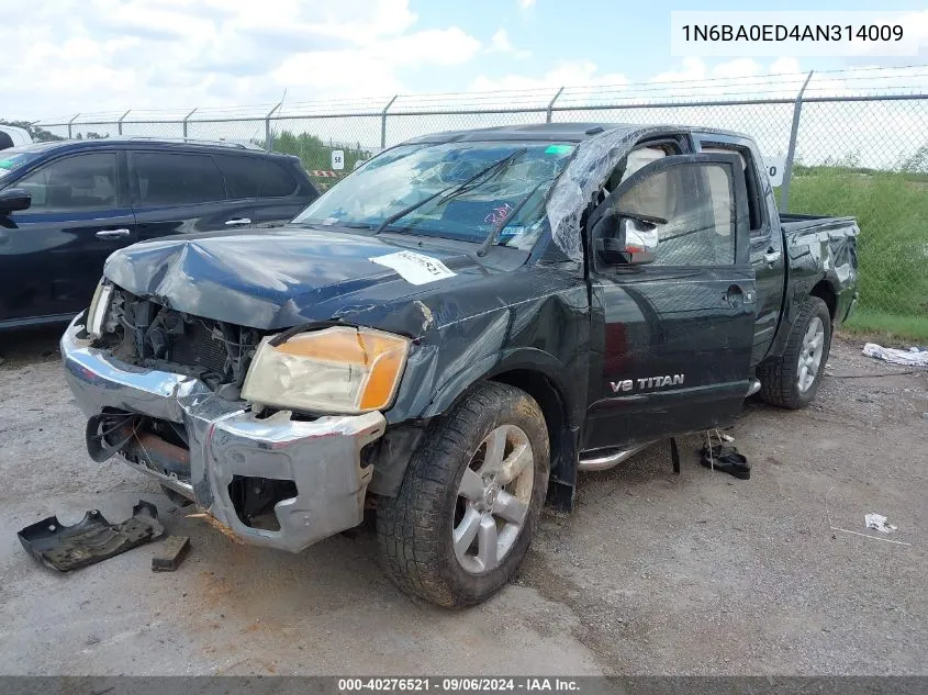 2010 Nissan Titan Le VIN: 1N6BA0ED4AN314009 Lot: 40276521