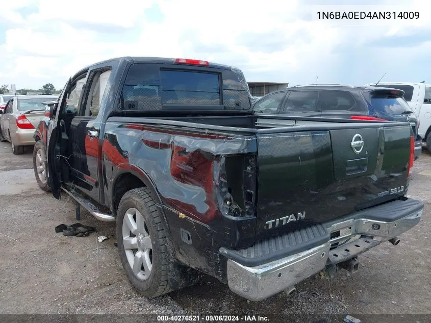 2010 Nissan Titan Le VIN: 1N6BA0ED4AN314009 Lot: 40276521