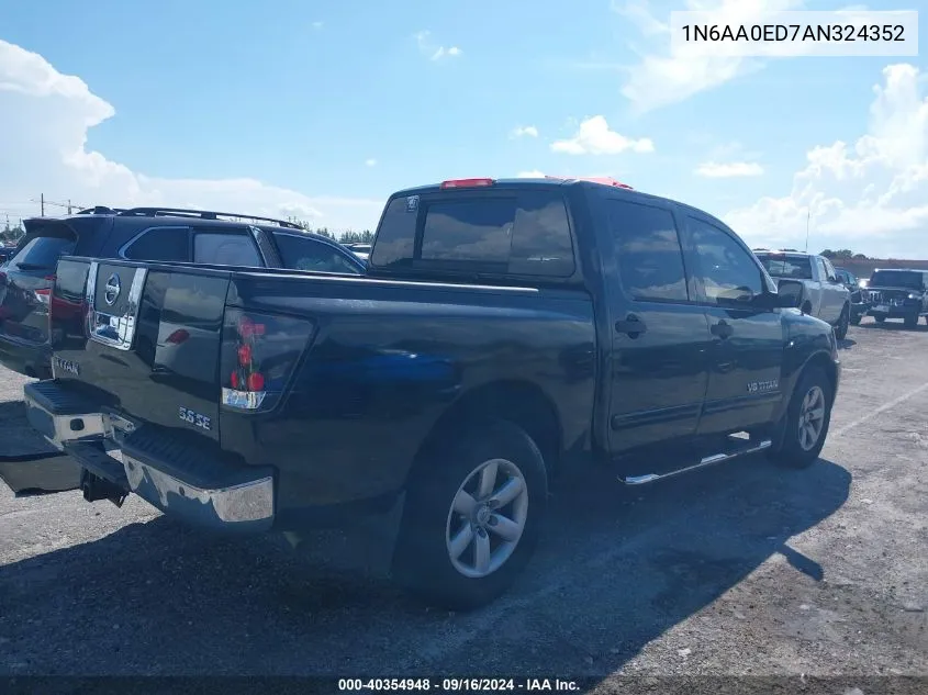 2010 Nissan Titan Se VIN: 1N6AA0ED7AN324352 Lot: 40354948