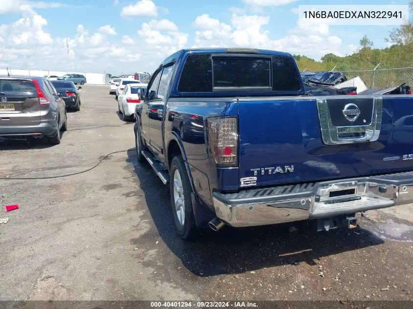 2010 Nissan Titan Se VIN: 1N6BA0EDXAN322941 Lot: 40401294