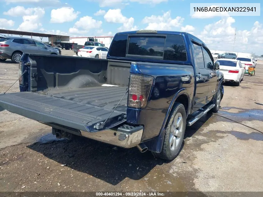 2010 Nissan Titan Se VIN: 1N6BA0EDXAN322941 Lot: 40401294