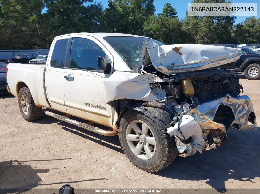 2010 Nissan Titan Se VIN: 1N6BA0CA3AN322143 Lot: 40434733