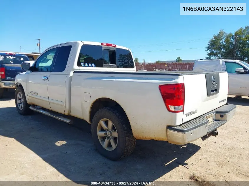 2010 Nissan Titan Se VIN: 1N6BA0CA3AN322143 Lot: 40434733