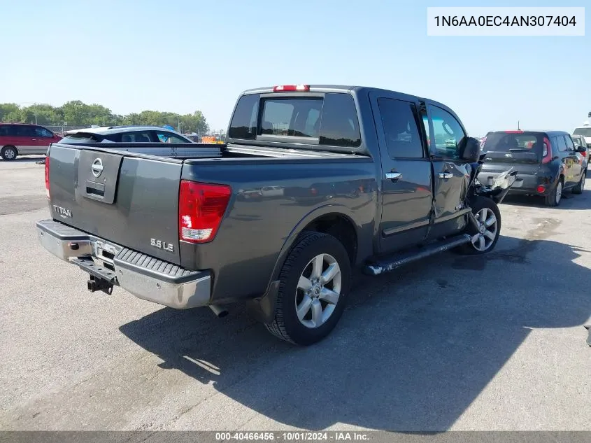 2010 Nissan Titan Xe/Se/Le/Pro-4X VIN: 1N6AA0EC4AN307404 Lot: 40466456