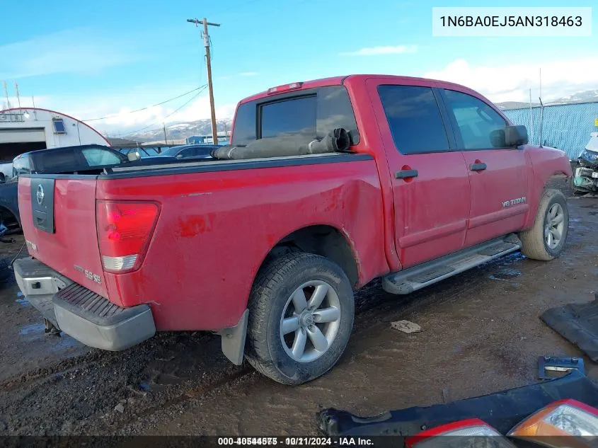 2010 Nissan Titan Se VIN: 1N6BA0EJ5AN318463 Lot: 40544575