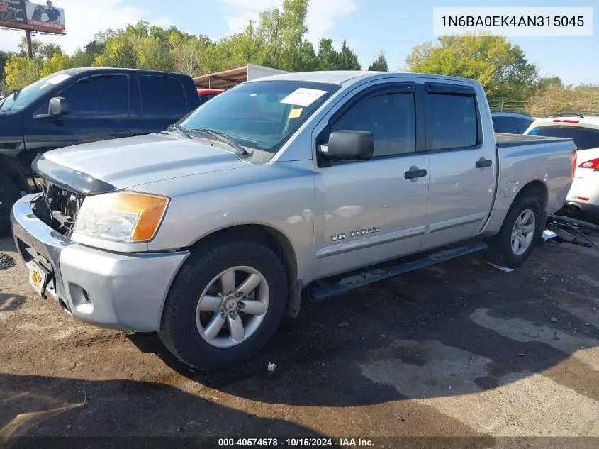 2010 Nissan Titan Se VIN: 1N6BA0EK4AN315045 Lot: 40574678