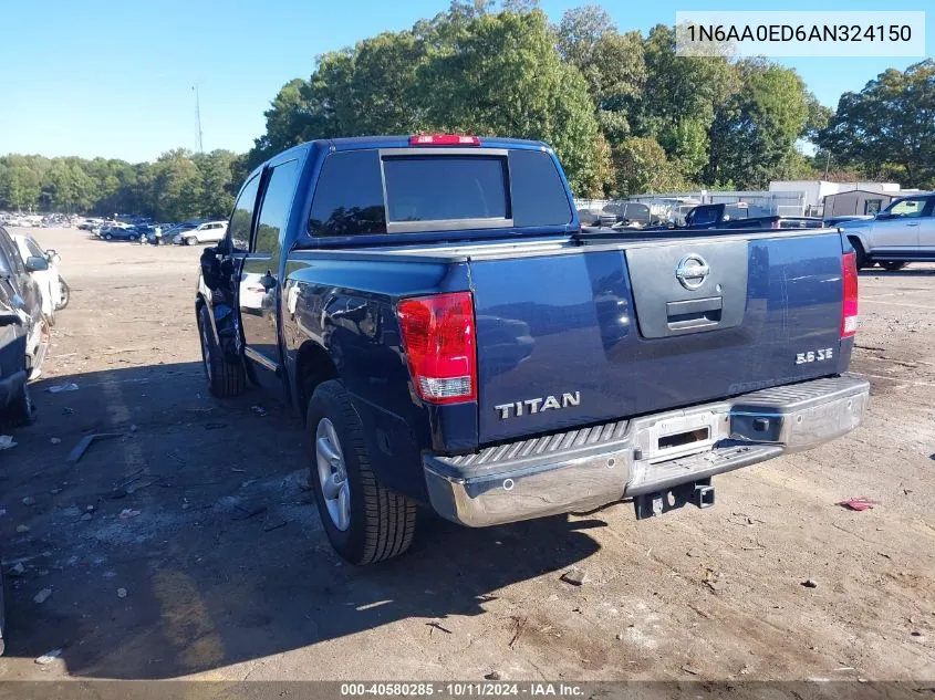 2010 Nissan Titan Xe/Se/Le VIN: 1N6AA0ED6AN324150 Lot: 40580285