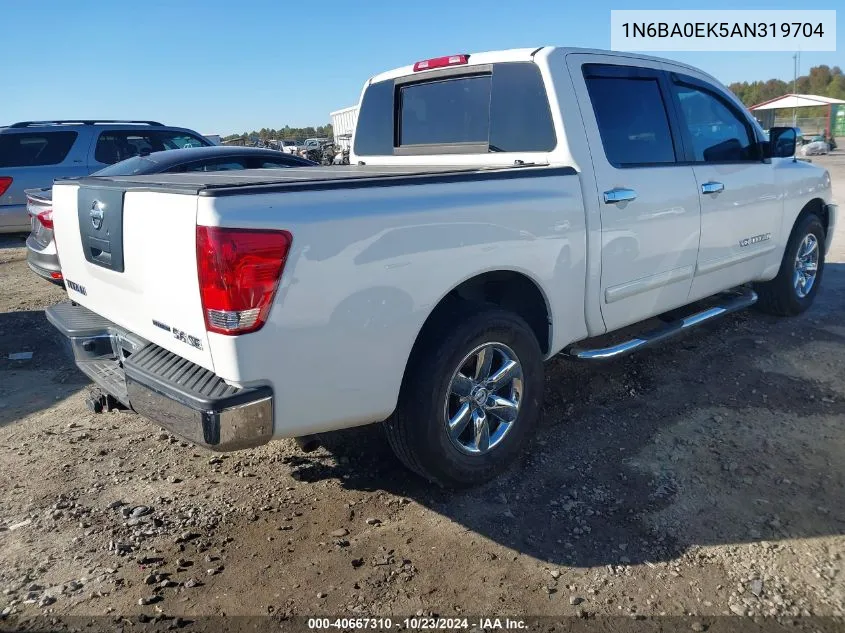 2010 Nissan Titan Se VIN: 1N6BA0EK5AN319704 Lot: 40667310