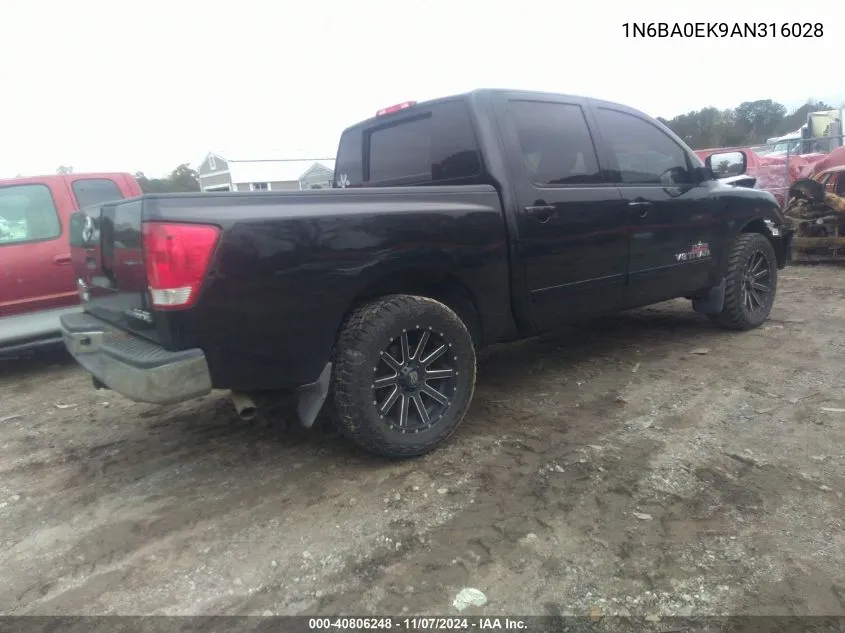 2010 Nissan Titan Se VIN: 1N6BA0EK9AN316028 Lot: 40806248