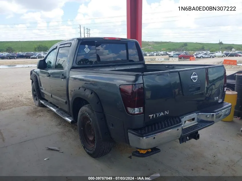 2011 Nissan Titan Sv VIN: 1N6BA0ED0BN307222 Lot: 39757049