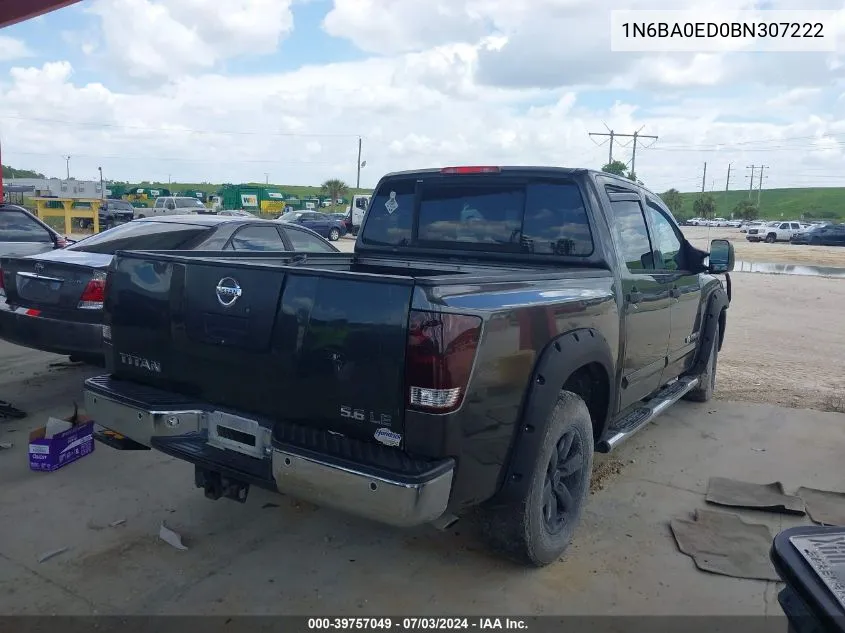 2011 Nissan Titan Sv VIN: 1N6BA0ED0BN307222 Lot: 39757049