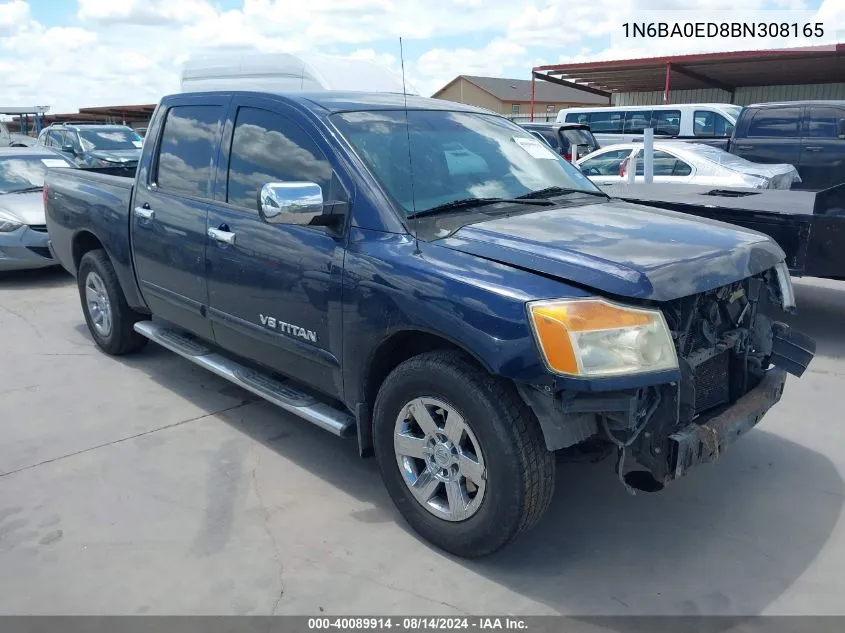 2011 Nissan Titan Sv VIN: 1N6BA0ED8BN308165 Lot: 40089914