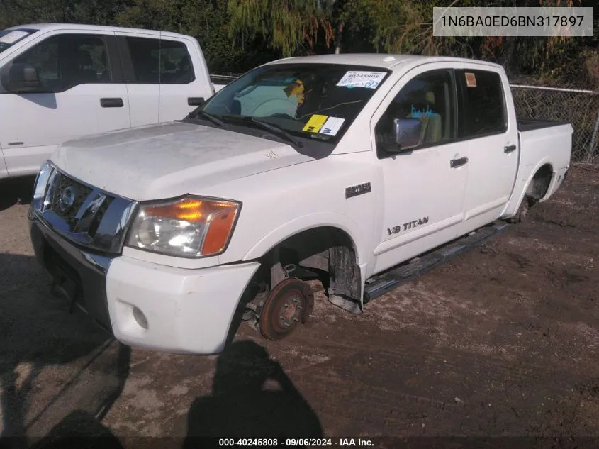 2011 Nissan Titan Sl VIN: 1N6BA0ED6BN317897 Lot: 40245808