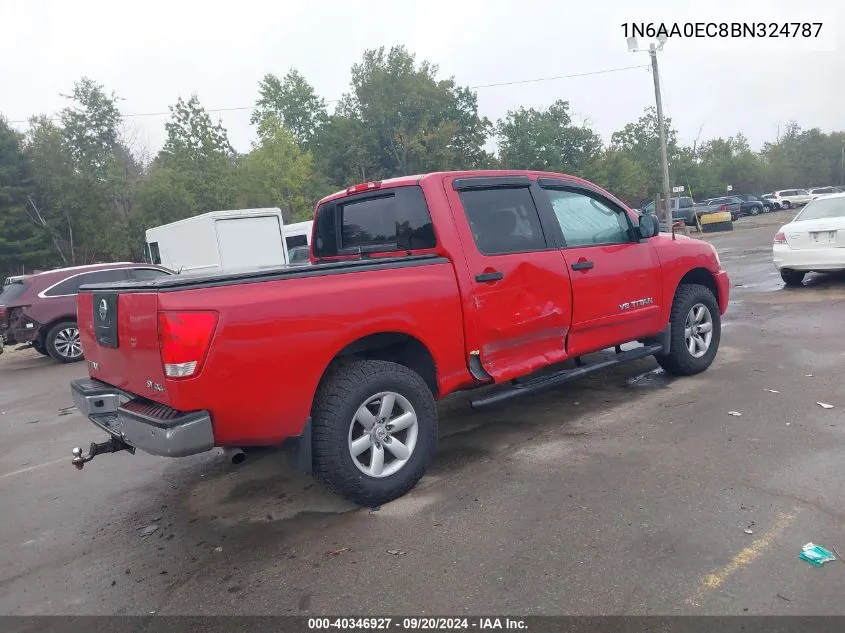 2011 Nissan Titan Sv VIN: 1N6AA0EC8BN324787 Lot: 40346927