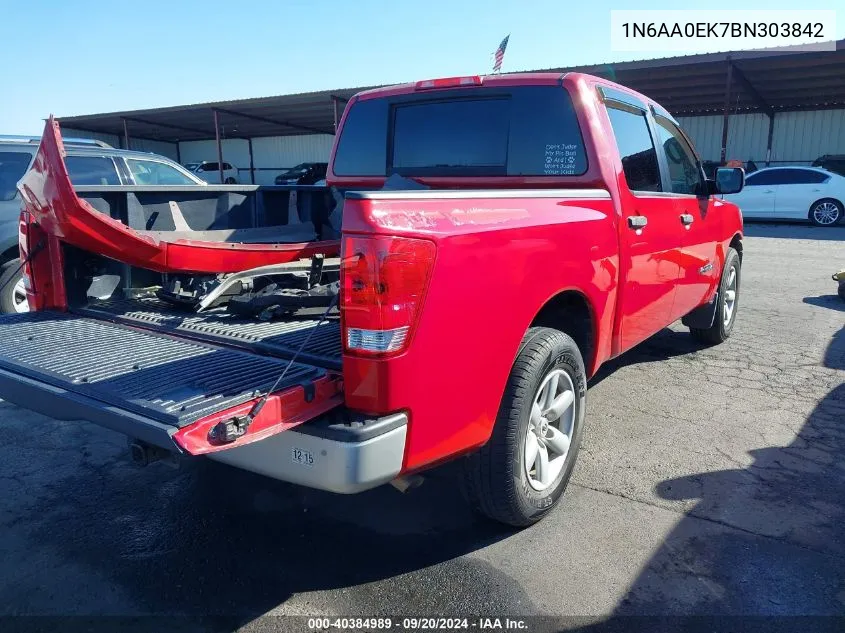 2011 Nissan Titan S VIN: 1N6AA0EK7BN303842 Lot: 40384989