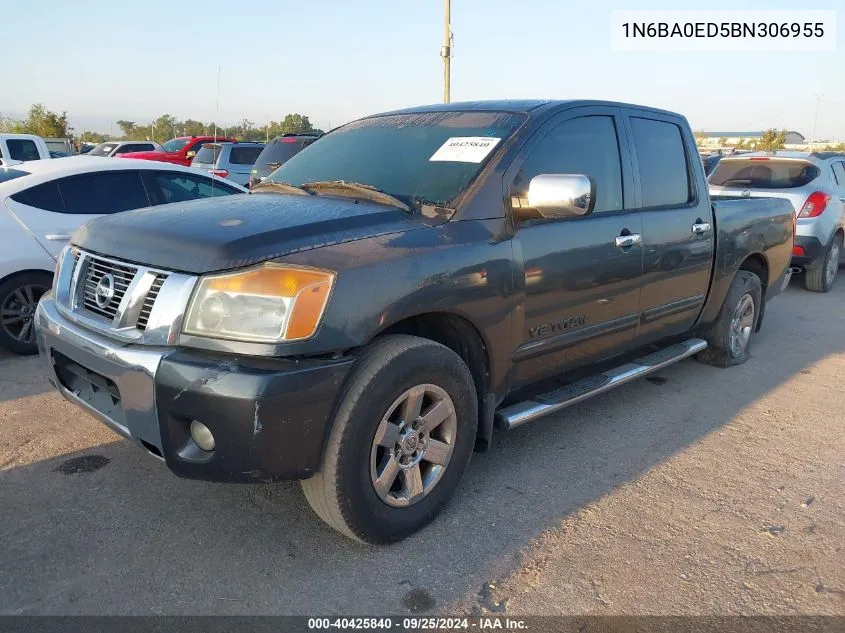 2011 Nissan Titan Sv VIN: 1N6BA0ED5BN306955 Lot: 40425840