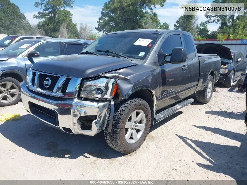 2011 Nissan Titan Sv VIN: 1N6BA0CA3BN310978 Lot: 40463690