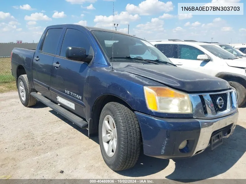 2011 Nissan Titan Sv VIN: 1N6BA0ED7BN303703 Lot: 40480936