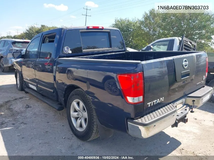 2011 Nissan Titan Sv VIN: 1N6BA0ED7BN303703 Lot: 40480936