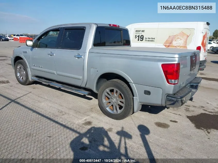 2011 Nissan Titan S/Sv/Sl/Pro-4X VIN: 1N6AA0EC8BN315488 Lot: 40513447