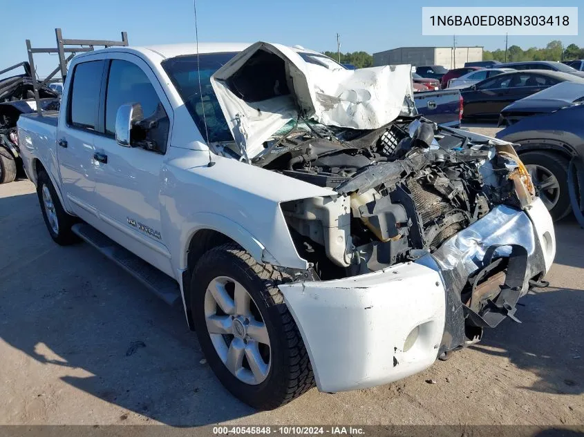 2011 Nissan Titan Sl VIN: 1N6BA0ED8BN303418 Lot: 40545848