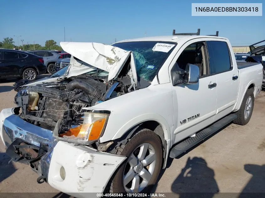 2011 Nissan Titan Sl VIN: 1N6BA0ED8BN303418 Lot: 40545848