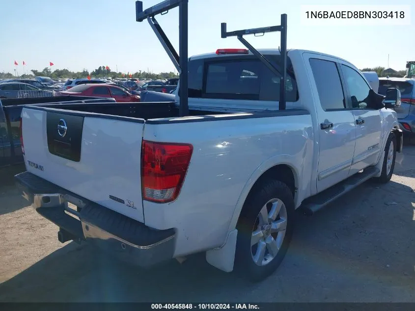 2011 Nissan Titan Sl VIN: 1N6BA0ED8BN303418 Lot: 40545848