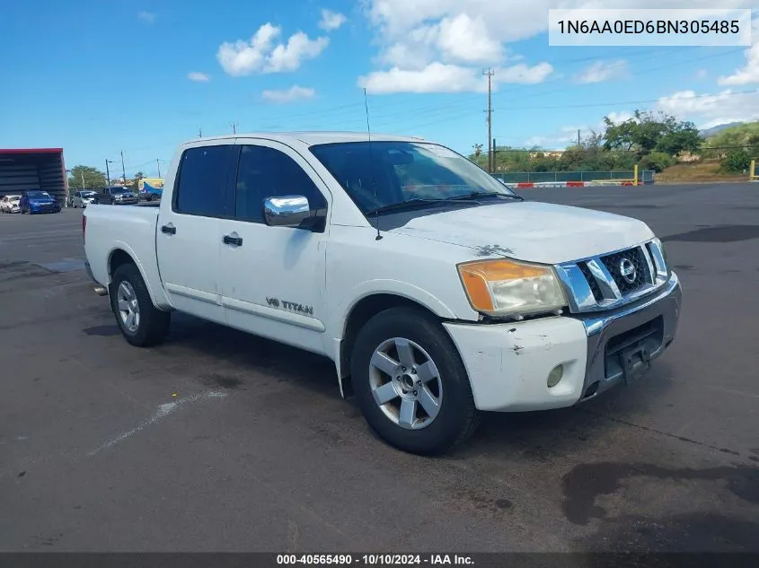 2011 Nissan Titan Sl VIN: 1N6AA0ED6BN305485 Lot: 40565490