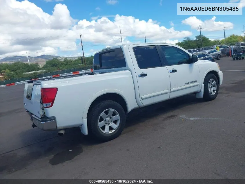 2011 Nissan Titan Sl VIN: 1N6AA0ED6BN305485 Lot: 40565490