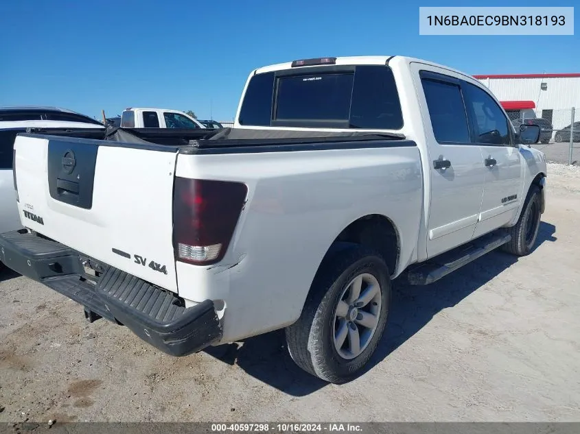 2011 Nissan Titan Sv VIN: 1N6BA0EC9BN318193 Lot: 40597298