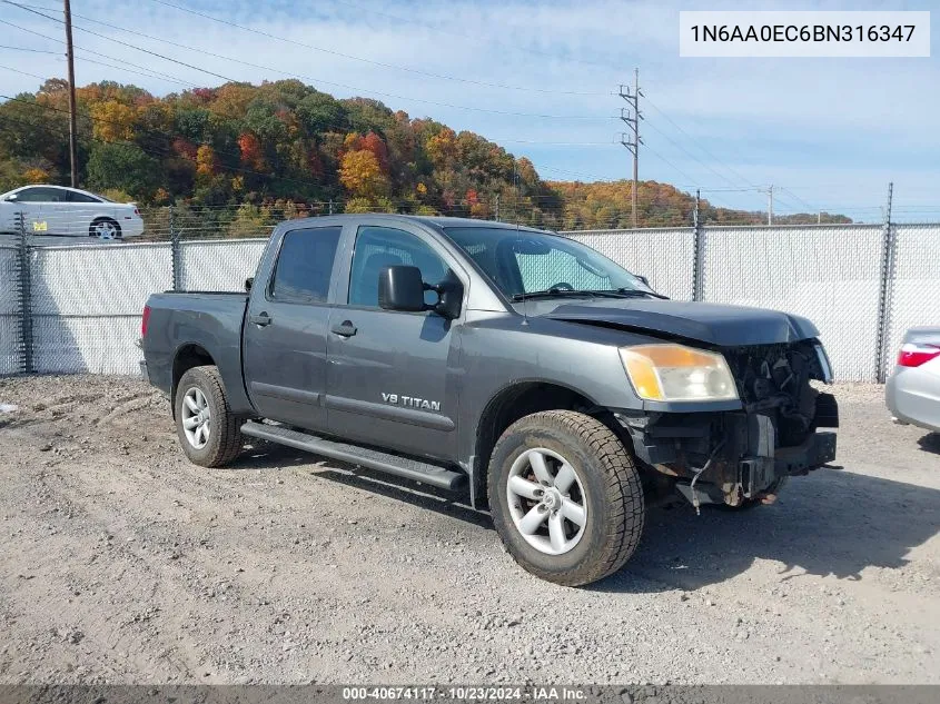 2011 Nissan Titan Sv VIN: 1N6AA0EC6BN316347 Lot: 40674117