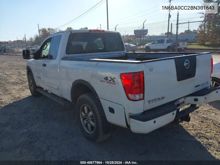 2011 Nissan Titan Pro-4X VIN: 1N6BA0CC2BN301643 Lot: 40677864