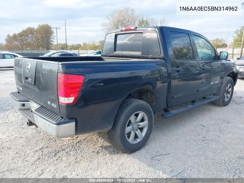 2011 Nissan Titan Sv VIN: 1N6AA0EC5BN314962 Lot: 40690434