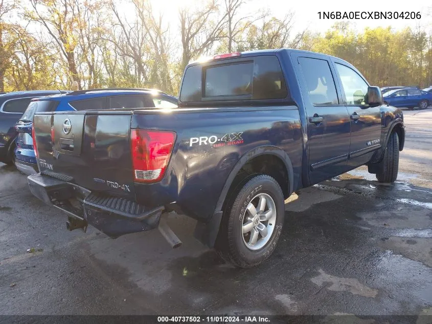 2011 Nissan Titan Pro-4X VIN: 1N6BA0ECXBN304206 Lot: 40737502