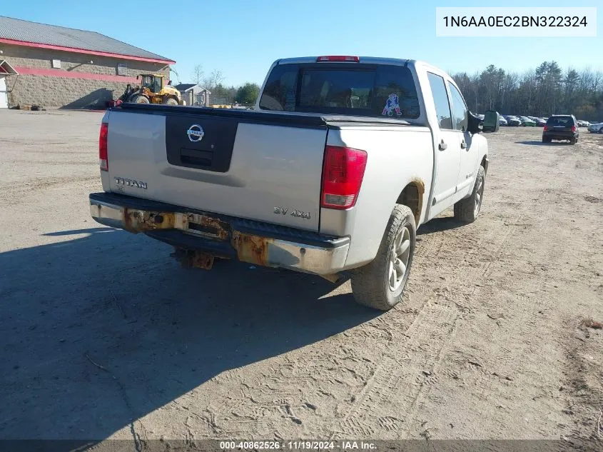 2011 Nissan Titan Sv VIN: 1N6AA0EC2BN322324 Lot: 40862526