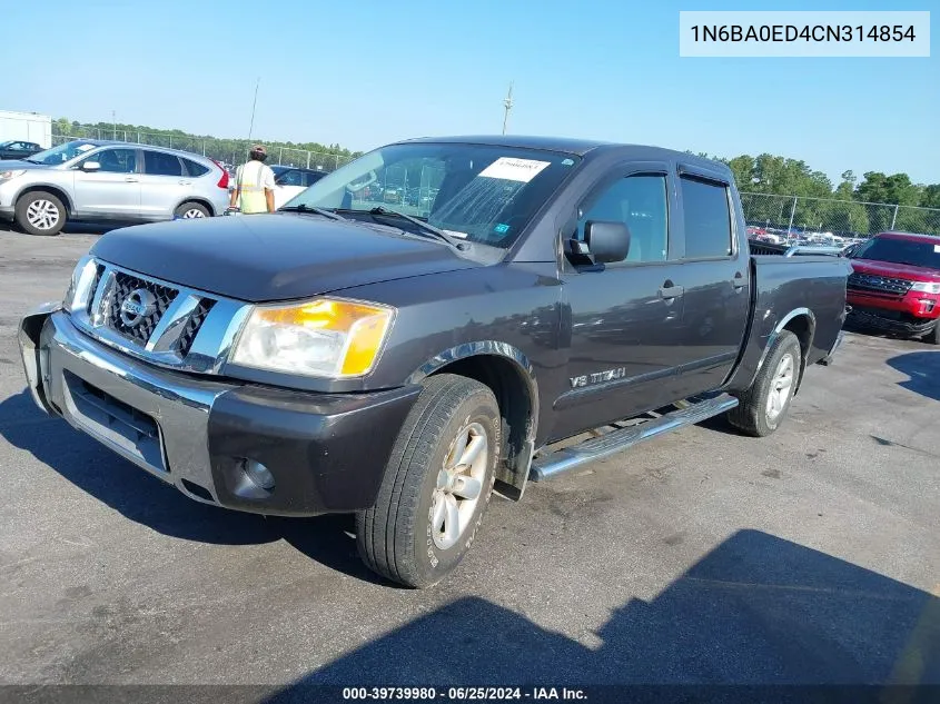 2012 Nissan Titan Sv VIN: 1N6BA0ED4CN314854 Lot: 39739980