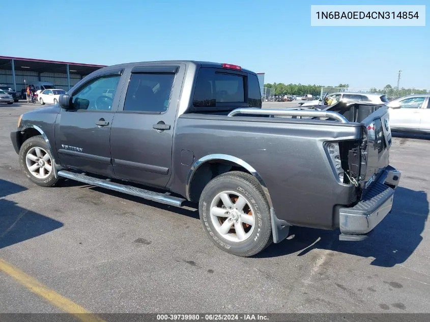 2012 Nissan Titan Sv VIN: 1N6BA0ED4CN314854 Lot: 39739980