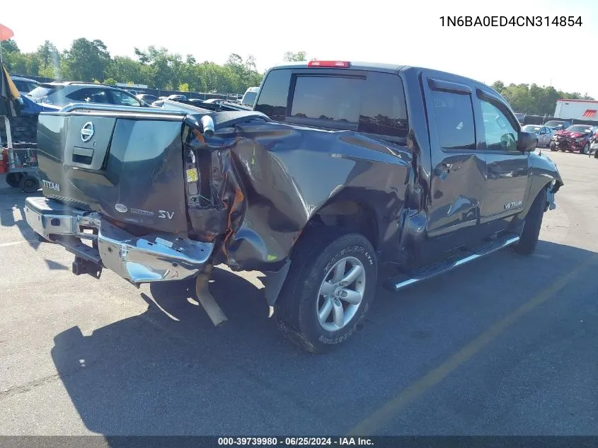 2012 Nissan Titan Sv VIN: 1N6BA0ED4CN314854 Lot: 39739980