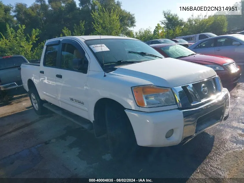 2012 Nissan Titan Sv VIN: 1N6BA0ED2CN314951 Lot: 40004835