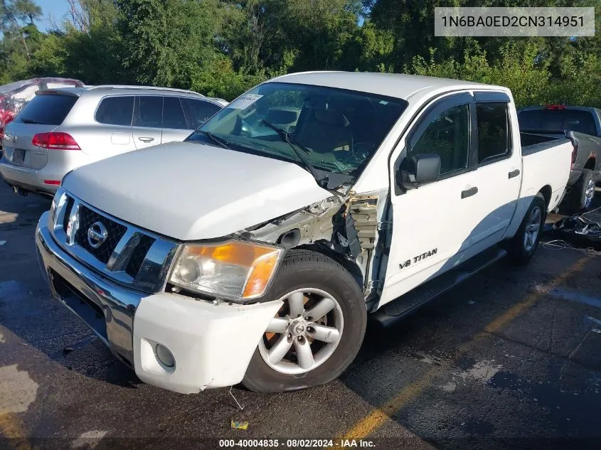 2012 Nissan Titan Sv VIN: 1N6BA0ED2CN314951 Lot: 40004835